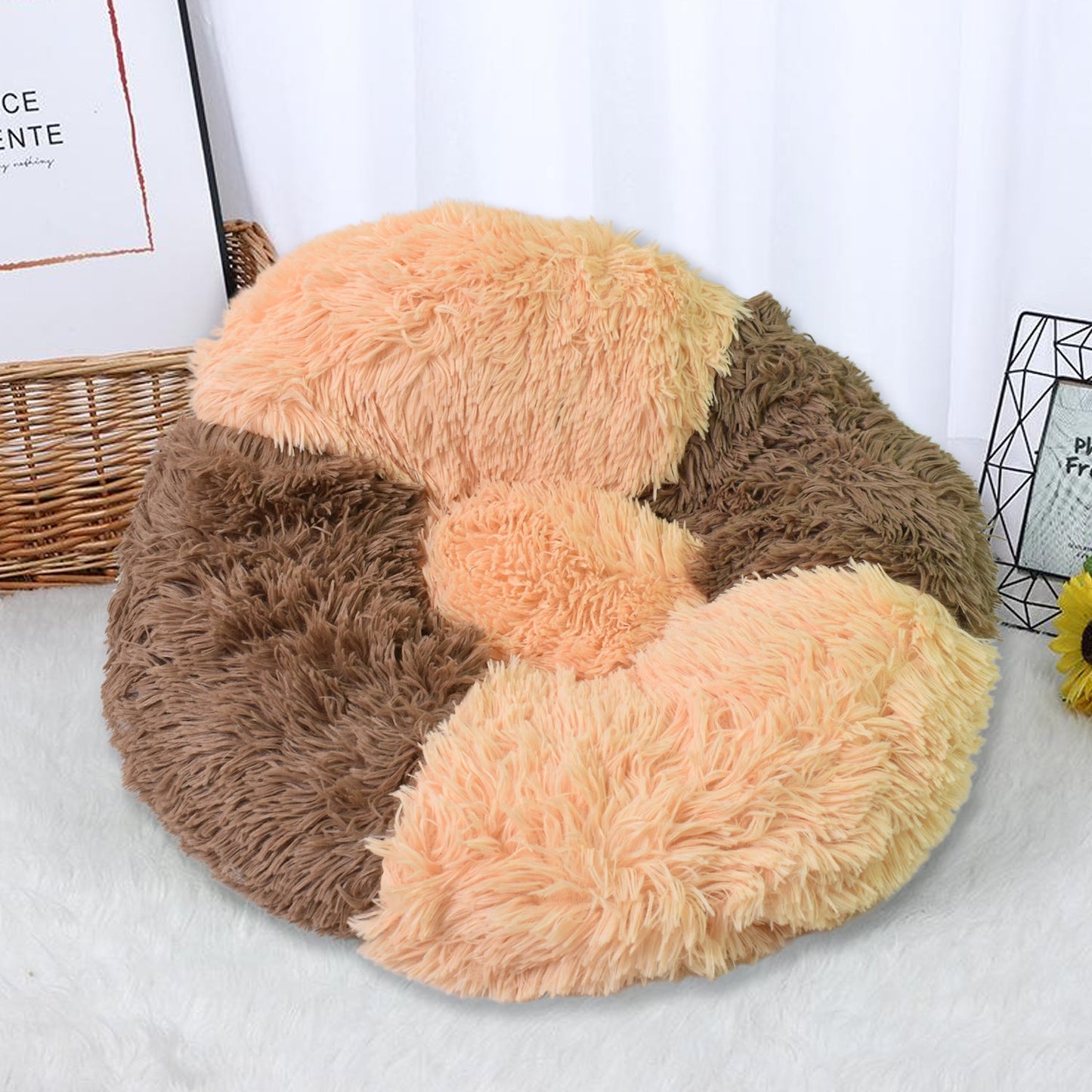 Dog Bed, Cat Bed, Bottom Calming Donut Dog Bed (1 Pc)