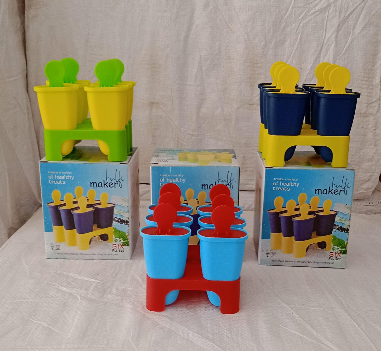 Ice Candy Maker 6 pcs Set Kulfi Maker Ice Candy Mould Clear sicle Mold Homemade Ice Maker Reusable Easy Candy Chocobar Kulfi Mould Tray with Sticks