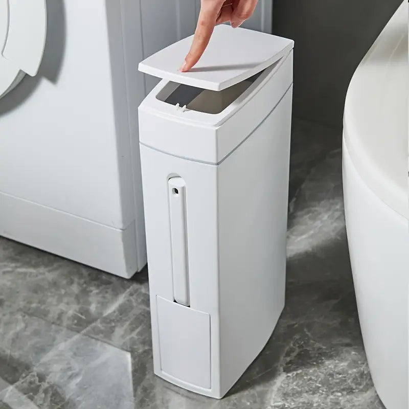 Space-Saving Wall-Mounted Trash Can With Odor-Sealing Lid,