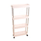 Kitchen storage shelf with caster wheels.