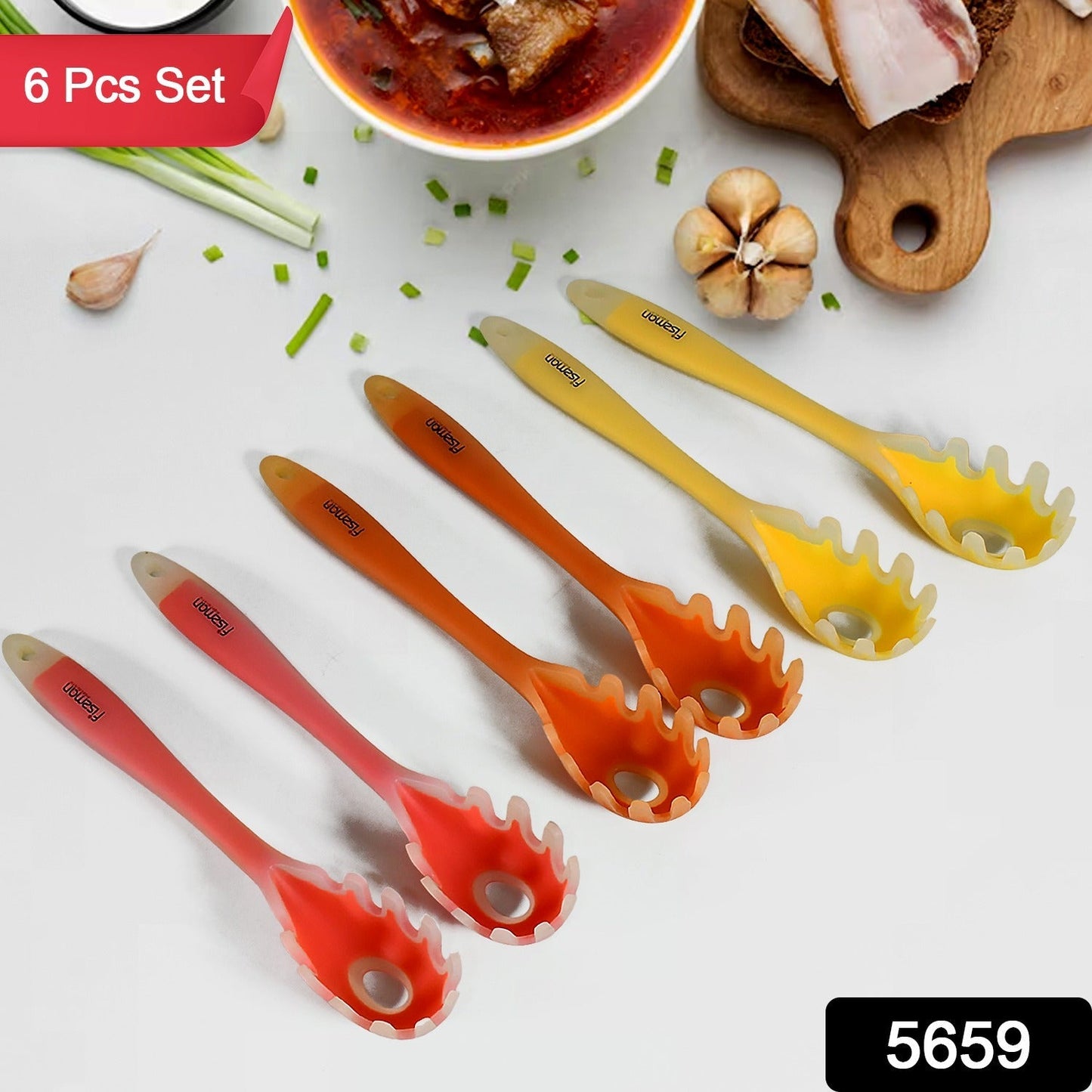 Silicone Kitchen Utensil Set - 6-Piece Heat-Resistant Non-Stick Cooking Spoons